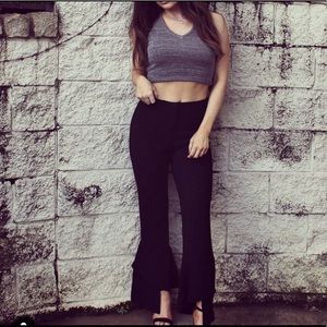 Gray sweater knit crop